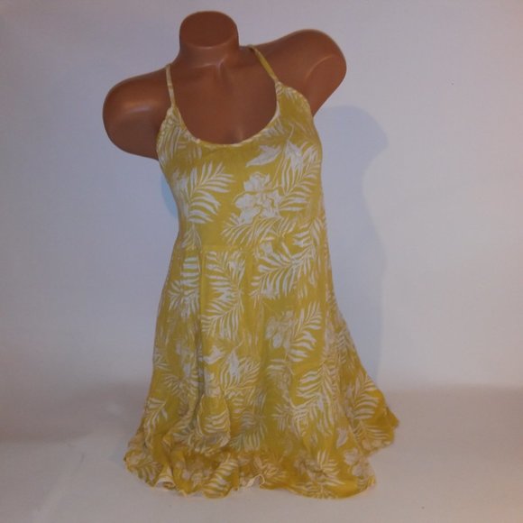 Roxy Sand Dune Dress Medium Yellow White Mini Floral Sleeveless Bust 18" Length - Picture 3 of 11